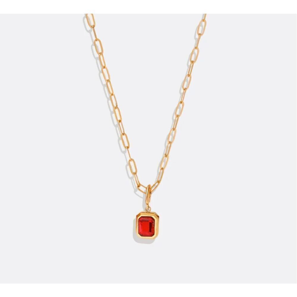 Baguette Aquarius Garnet Birthstone Necklace